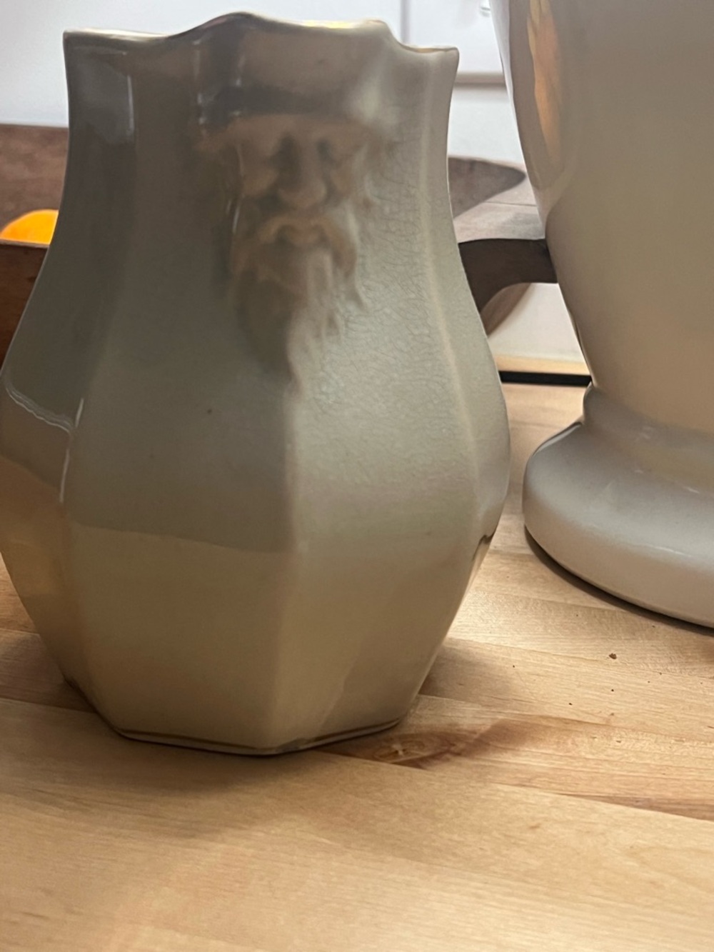 Vintage Pitcher With Man Face In Spout